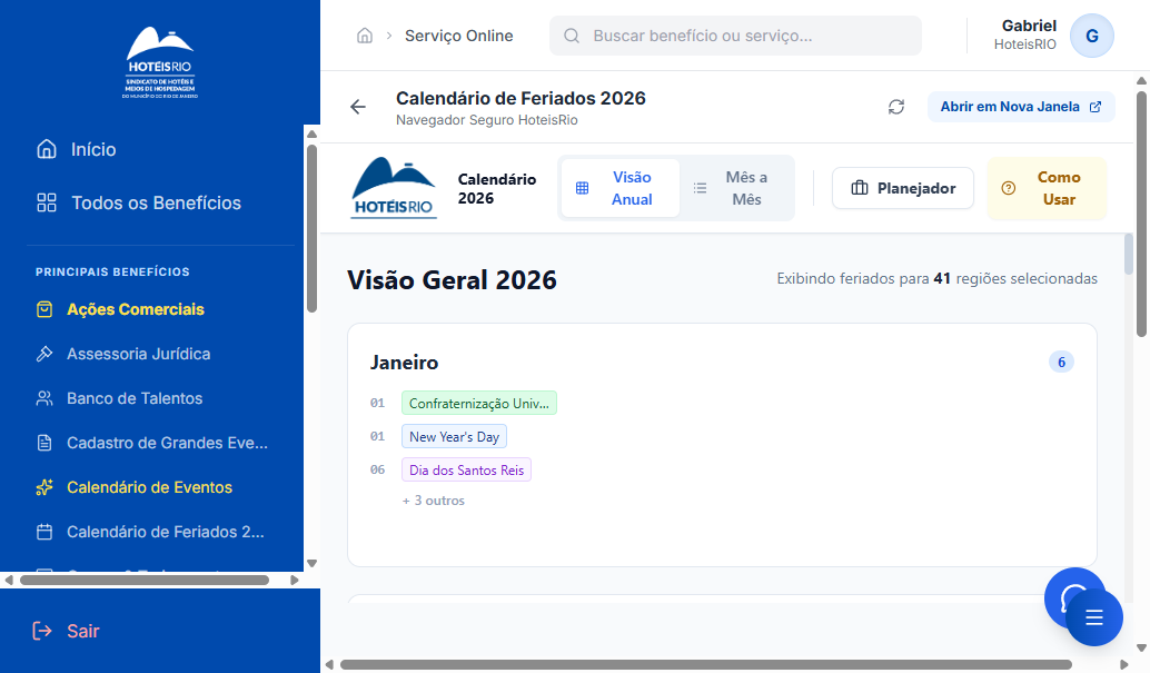 Planejador de Feriados